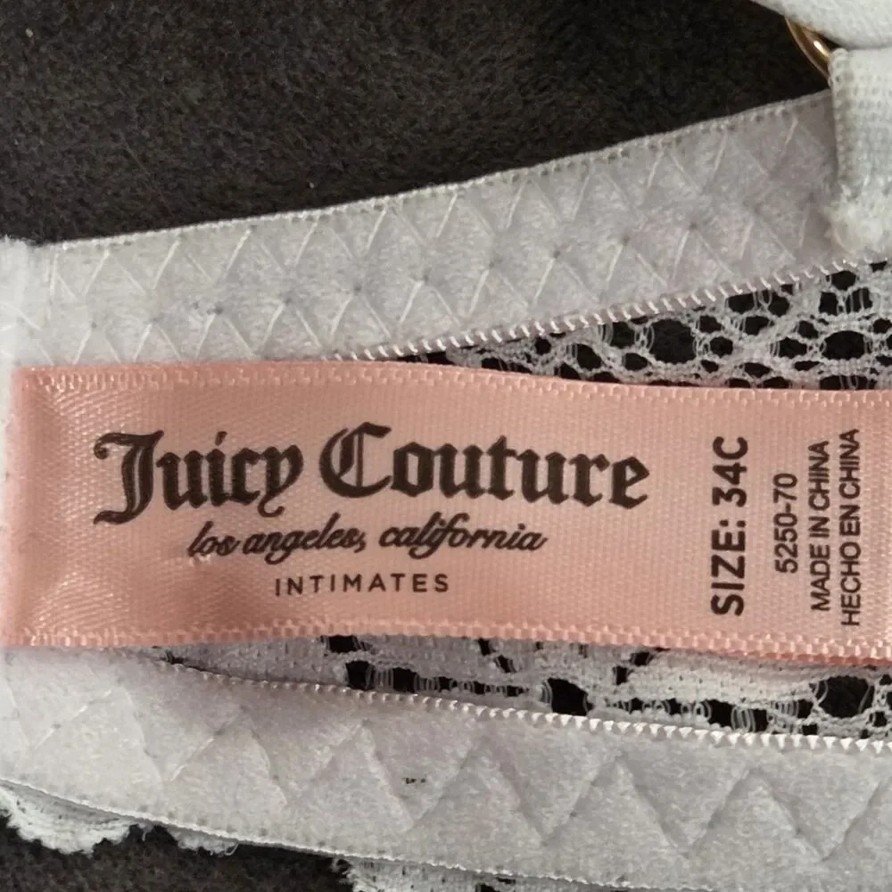 Juicy Couture Intimates White Lace Underwire Push Up Bra 34C Style 5250-70 Sexy